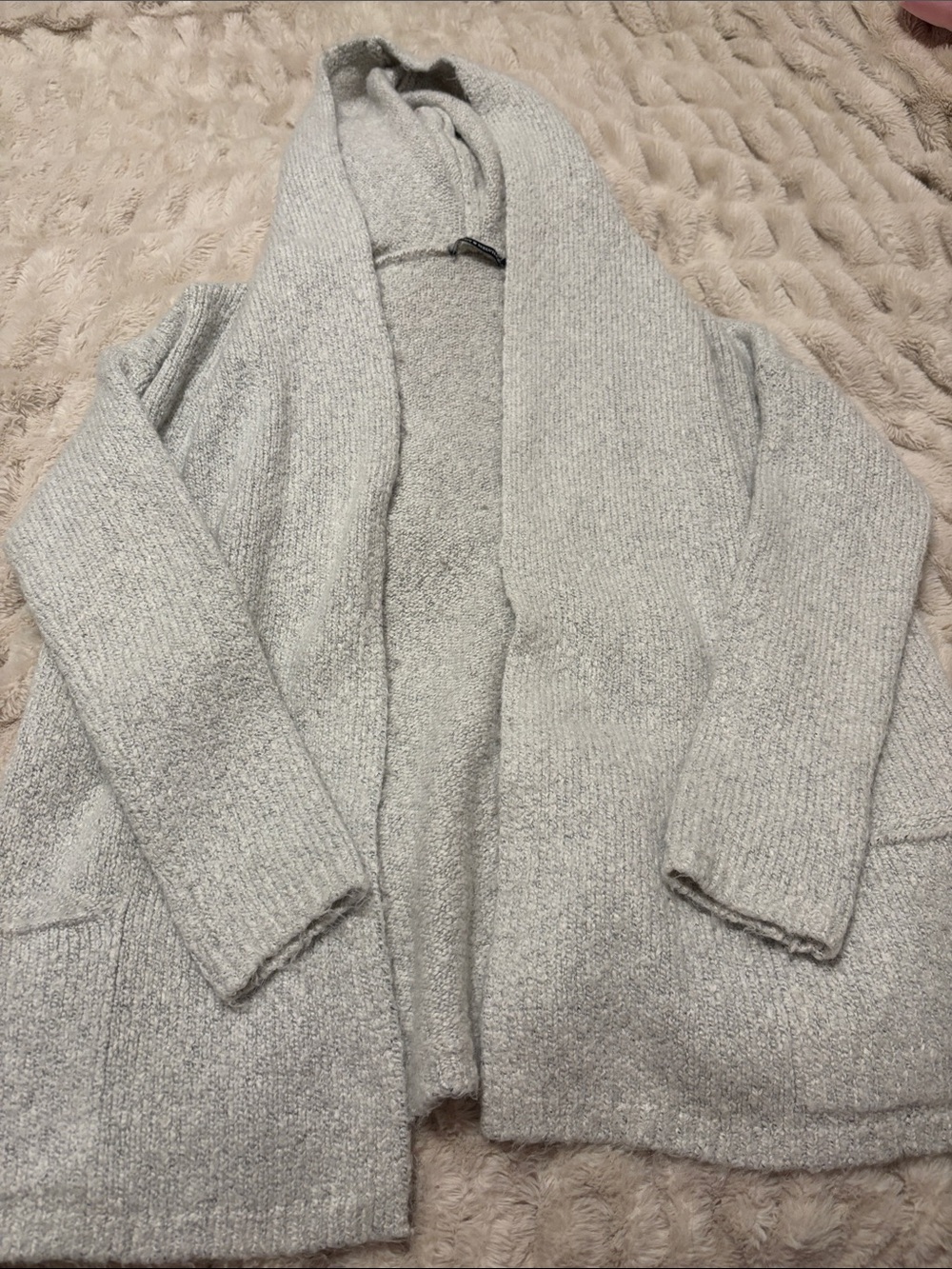 Brandy Melville Light Gray Open-Front Shawl Collar Cardigan